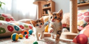 Playful kitten exploring its cozy new home.