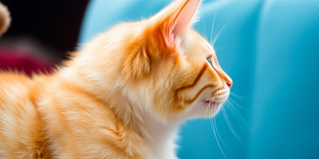 A cat displaying its body language in a natural pose.